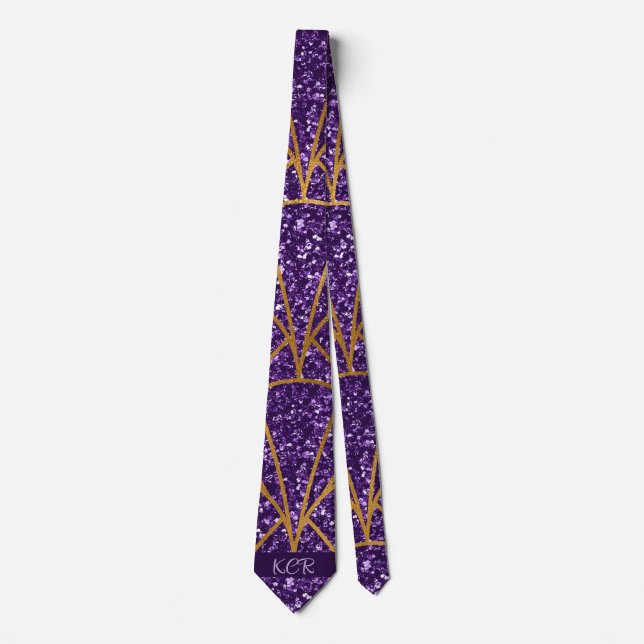 Royal Deco Lila Glitter Guld Geometic Mönster Slips (Framsida)