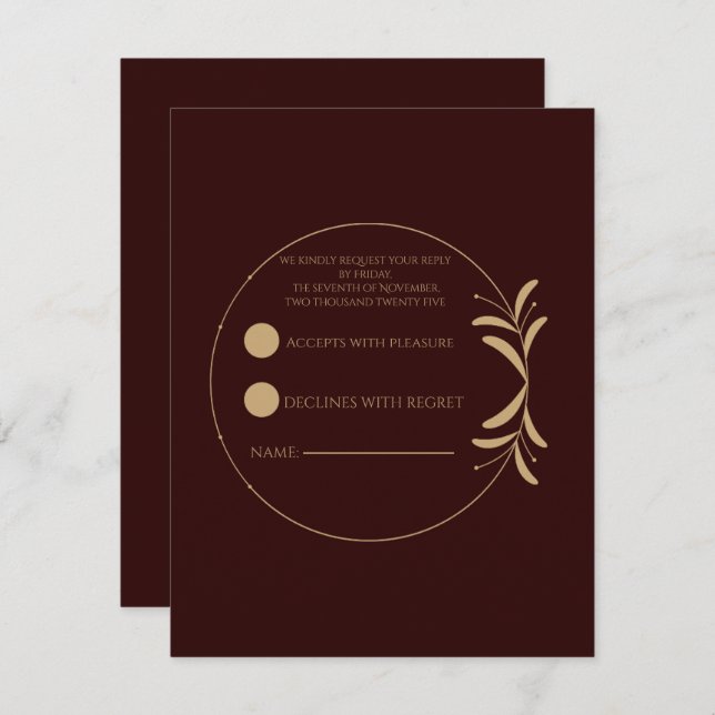 Royal Deep Burgundy Personalized  RSVP Card OSA Kort (Fram/baksida)