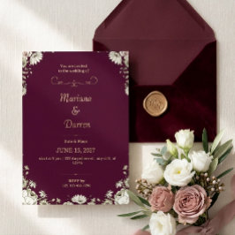 Royal Deep Purple & White Floral Wedding Invite Inbjudningar