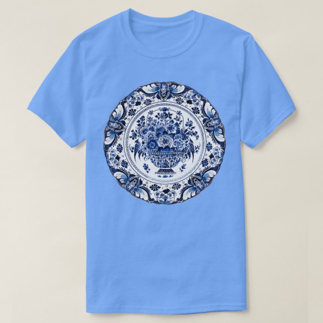 Royal Delft Blue Flower Basket T Shirt (Design framsida)
