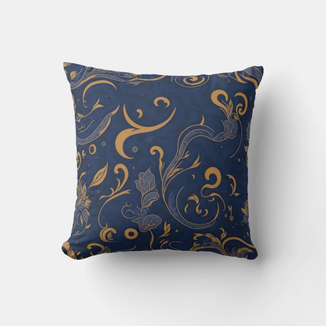 Royal Den blå orangen paisley enkel Kudde (Framsida)