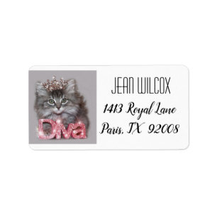 "Royal Diva Cat" Adressetikett