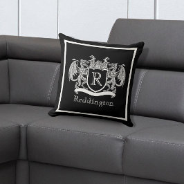 Royal Dragon Monogram Vapensköld Dekorativ kudde