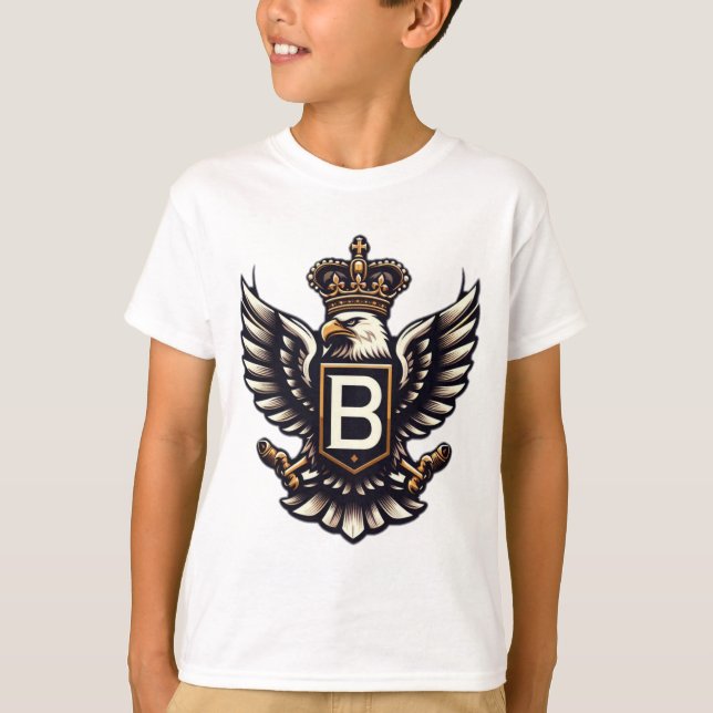 "Royal Eagle Emblem med Crowned Brev B" T Shirt (Framsida)