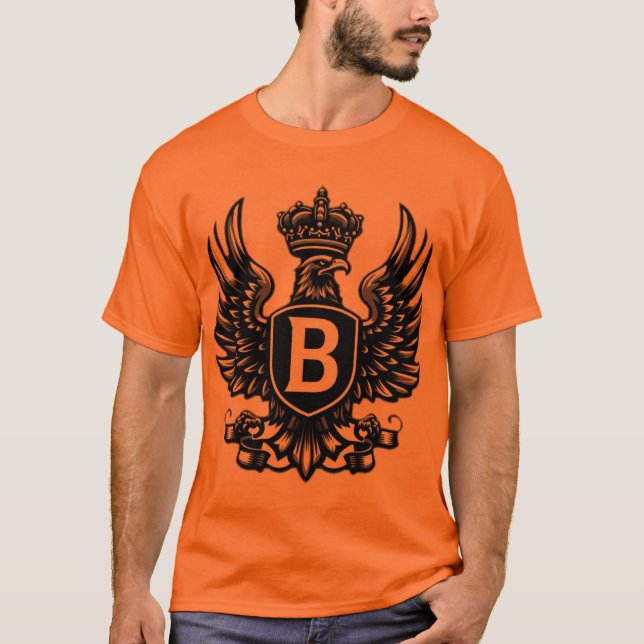 Royal Eagle Emblem med Crowned Brev B" T Shirt (Framsida)