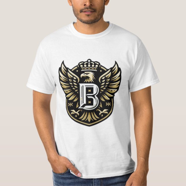 Royal Eagle Emblem med Crowned Brev B" T Shirt (Framsida)