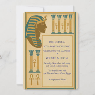 Royal Egyptian Pharaoh Motif Lotus Guld Inbjudningar