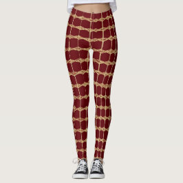 "Royal Elegance Leggings: Maroon & Guld Leggings