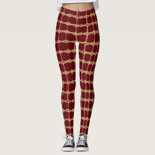 "Royal Elegance Leggings: Maroon & Guld Leggings