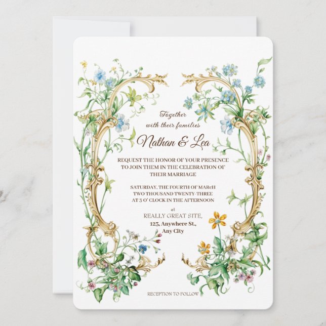 Royal Elegant Botanical Floral Aristocracy Wedding Inbjudningar (Framsida)