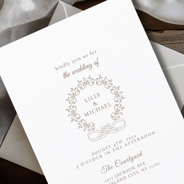 Royal, Elegant, Bröllop Inbjudningar (Royal, Elegant, Wedding Invitation, white. Handwriting font.)