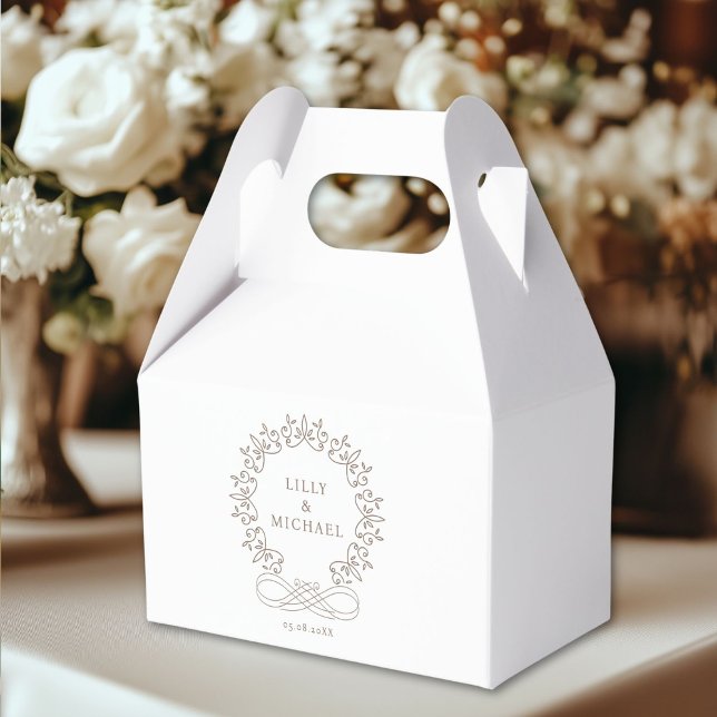 Royal, Elegant, Bröllop Presentaskar (Customer-specific, elegant, royal, crest Wedding Favor Boxes with your name & date. Just edit your p)