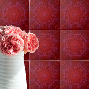 Royal Elegant Classic Luxury Red Damask Pattern Kakelplatta