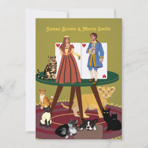 Royal Elegant drottning Noble Cats Bröllop Inbjudningar