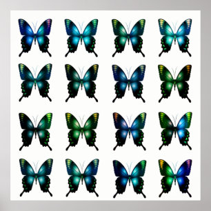 Royal Elegant för blå turkos Whimsical Butterflies Poster
