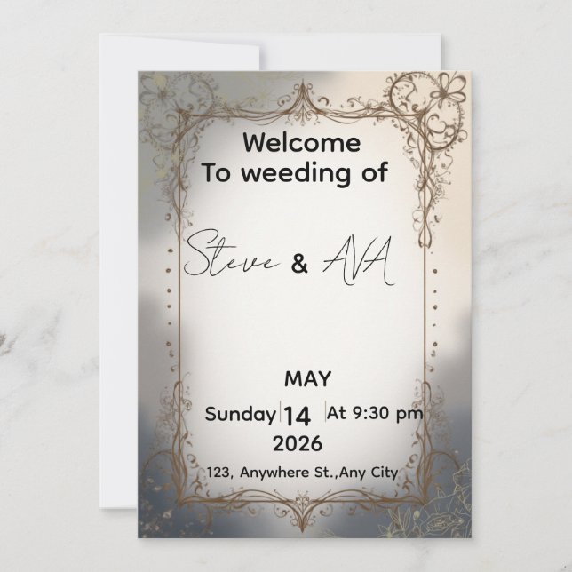 Royal Elegant Wedding Invitation | Luxury Gold & C Inbjudningar (Framsida)