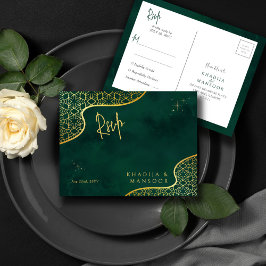 Royal Emerald Grönt Guld Glitter Bröllop OSA Vykort