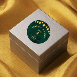 Royal Emerald Grönt Guld Islamiska Bröllop Tack Runt Klistermärke