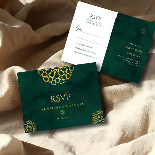 Royal Emerald Grönt Guld Ornate Bröllop OSA Vykort