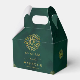 Royal Emerald Grönt Guld Ornate Bröllop Tack Presentaskar