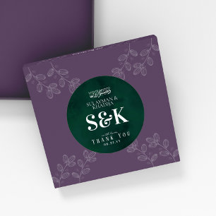 Royal Emerald Grönt Monogram Islamic Wedding Favor Runt Klistermärke