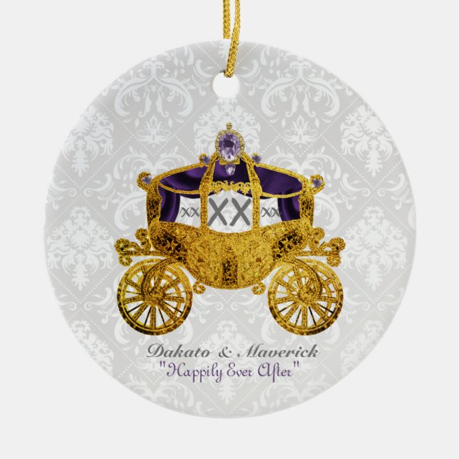 Royal Fairytale Coach Stickers Ceramic Ornament (Framsidan)