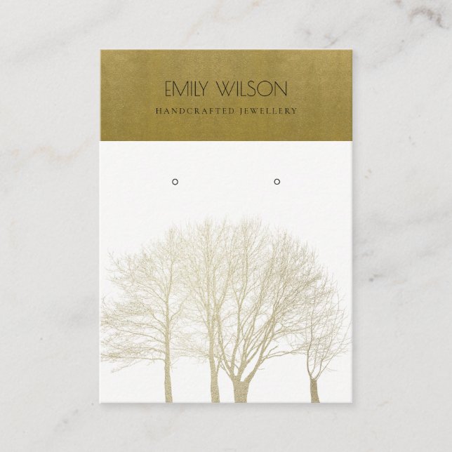 ROYAL FAUX GULD FALL TRÄD FOLIAGE EARRING VISNING VISITKORT (Framsida)