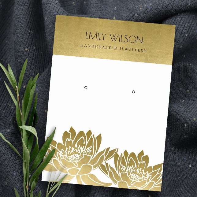 ROYAL FAUX GULD LOTUS FLOWER EARRING VISNING VISITKORT (Skapare uppladdad)