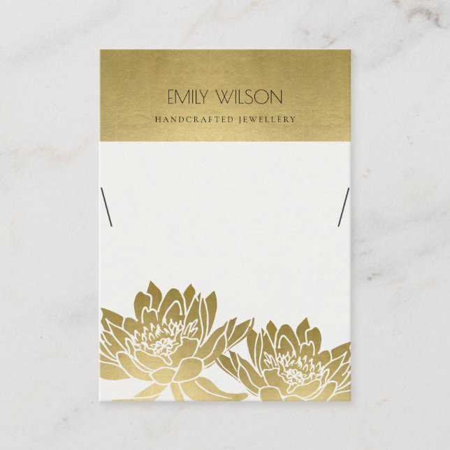 ROYAL FAUX GULD LOTUS FLOWER NECKLACE VISNING VISITKORT (Framsida)