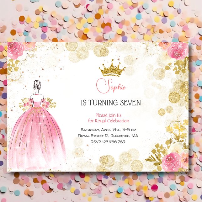 Royal firande rosa prinsessa födelsedag inbjudningar (Skapare uppladdad)
