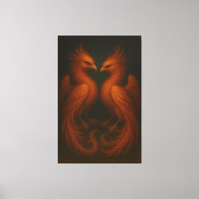 Royal Fire Phoenix Pair – Luxury Canvas Art (Framsida)