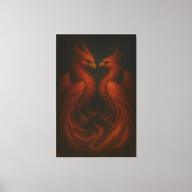 Royal Fire Phoenix Pair – Luxury Canvas Art (Framsida)