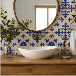 Royal Fleur Bold Blue and Gold Botanical  Kakelplatta