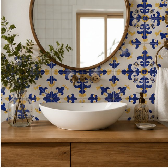 Royal Fleur Bold Blue and Gold Botanical  Kakelplatta (Skapare uppladdad)
