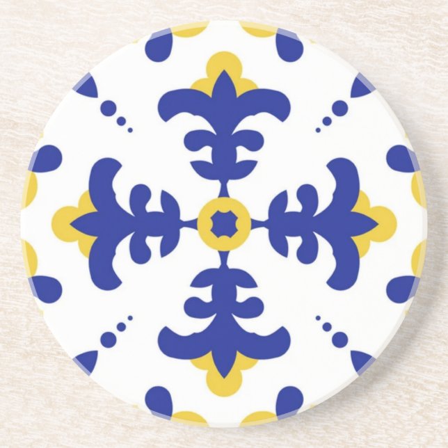 Royal Fleur Bold Blue and Gold Botanical  Underlägg (Framsidan)