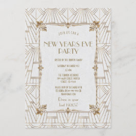 Royal Fleur-de-Lis Art Deco Guld - nytt år Party Inbjudningar