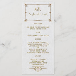 Royal Fleur-de-Lis Art Deco Guld White 20 s Menu Meny