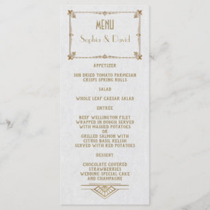 Royal Fleur-de-Lis Art Deco Guld White 20 s Menu Meny