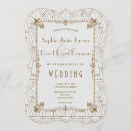 Royal Fleur-de-Lis Art Deco Guld White 20-talet Br Inbjudningar