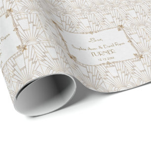 Royal Fleur-de-Lis Art Deco Guld White 20-talet Br Presentpapper