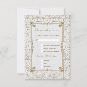 Royal Fleur-de-Lis Art Deco Guld White 20-talets O OSA Kort