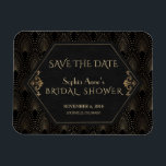 Royal Fleur-de-lis Guld Underbar Gatsby Möhippa Magnet<br><div class="desc">Royal,  romantiskt,  Vintage-kort med en Underbar Gatsby art deco stil,  en stor Hollywood från 1920,  med faux guld-foil Fleur-de-lis-övertäckning,  sönderdelning och gloriskt typsnitt,  på en svart texturerad mönster-bakgrund. Använda Anpassa verktyg för att lägga till information. För mer information,  besök min charming Underbar Gatsby Art Deco Collection.</div>