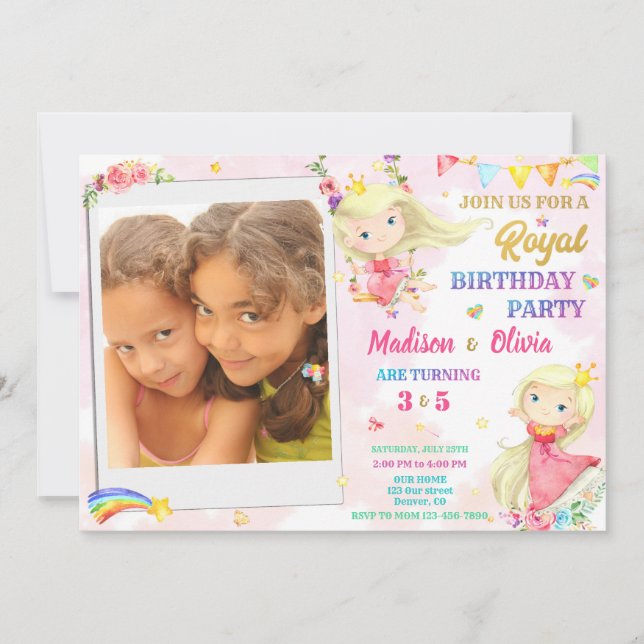 Royal födelsedag för fotoprinsessans födelsedag inbjudningar (Framsida)