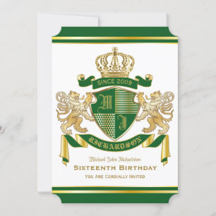 Royal Födelsedag Jackar det Lejona emblemet i Grön Inbjudningar