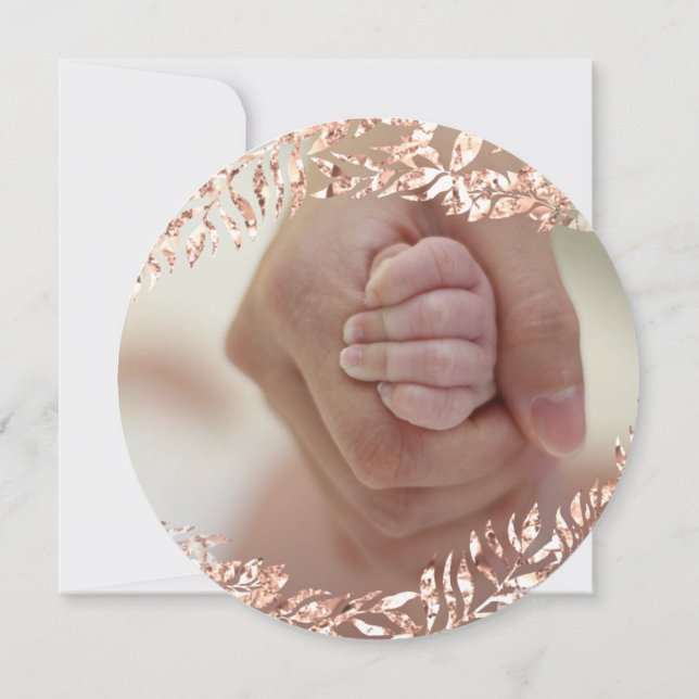 Royal för babystöld Flickor Ro Guld Rosa  E Inbjudningar (Baksida)