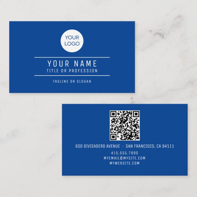 Royal för QR-kod Namn Professionell, Logotyp, blåt (Fram/baksida)