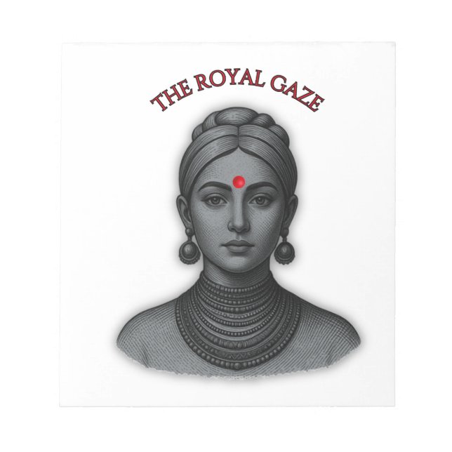 Royal Gaze Indisk Drottning Minimalistisk Fet Linj Anteckningsblock (Framsida)