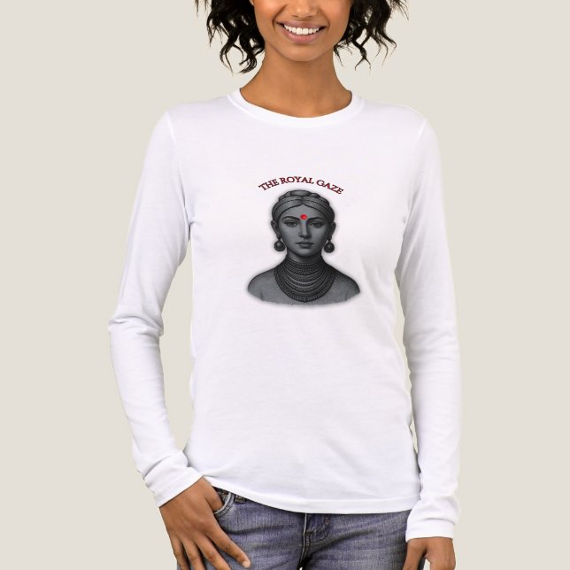 Royal Gaze Indisk Drottning Minimalistisk Fet Linj T Shirt (Framsida)