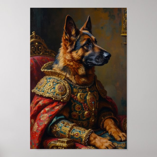 Royal German Shepherd Portrait Poster (Framsidan)