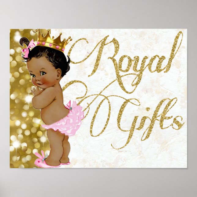 Royal Gifts|Afrikansk prinsessa Rosa och Guld Glit Poster (Framsidan)